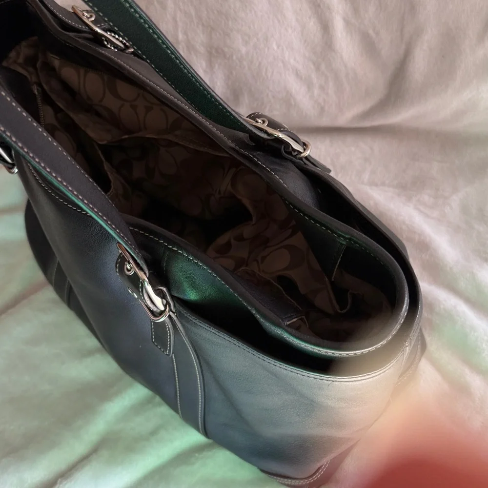 COACH BLACK LEATHER LARGE DIAPER BAG/ BUSINESS TOTE PURSE D04S-6460 vintage